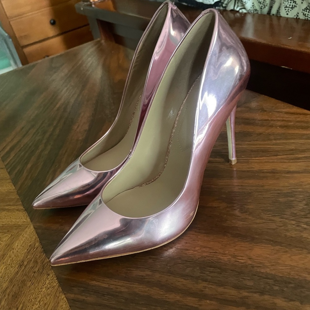 Aldo pink metallic heels